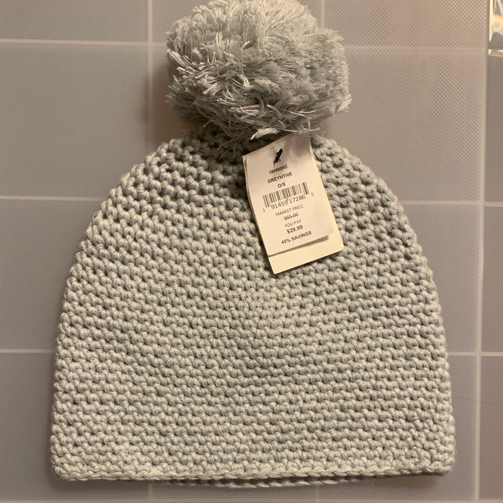 UGG Light Gray Knit Pom-Pom Beanie